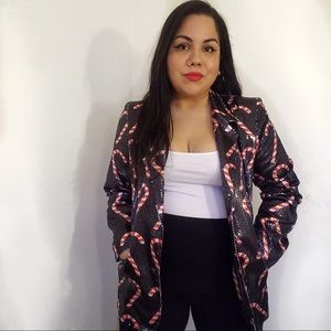 Unisex Sequin Candy Cane Christmas Blazer